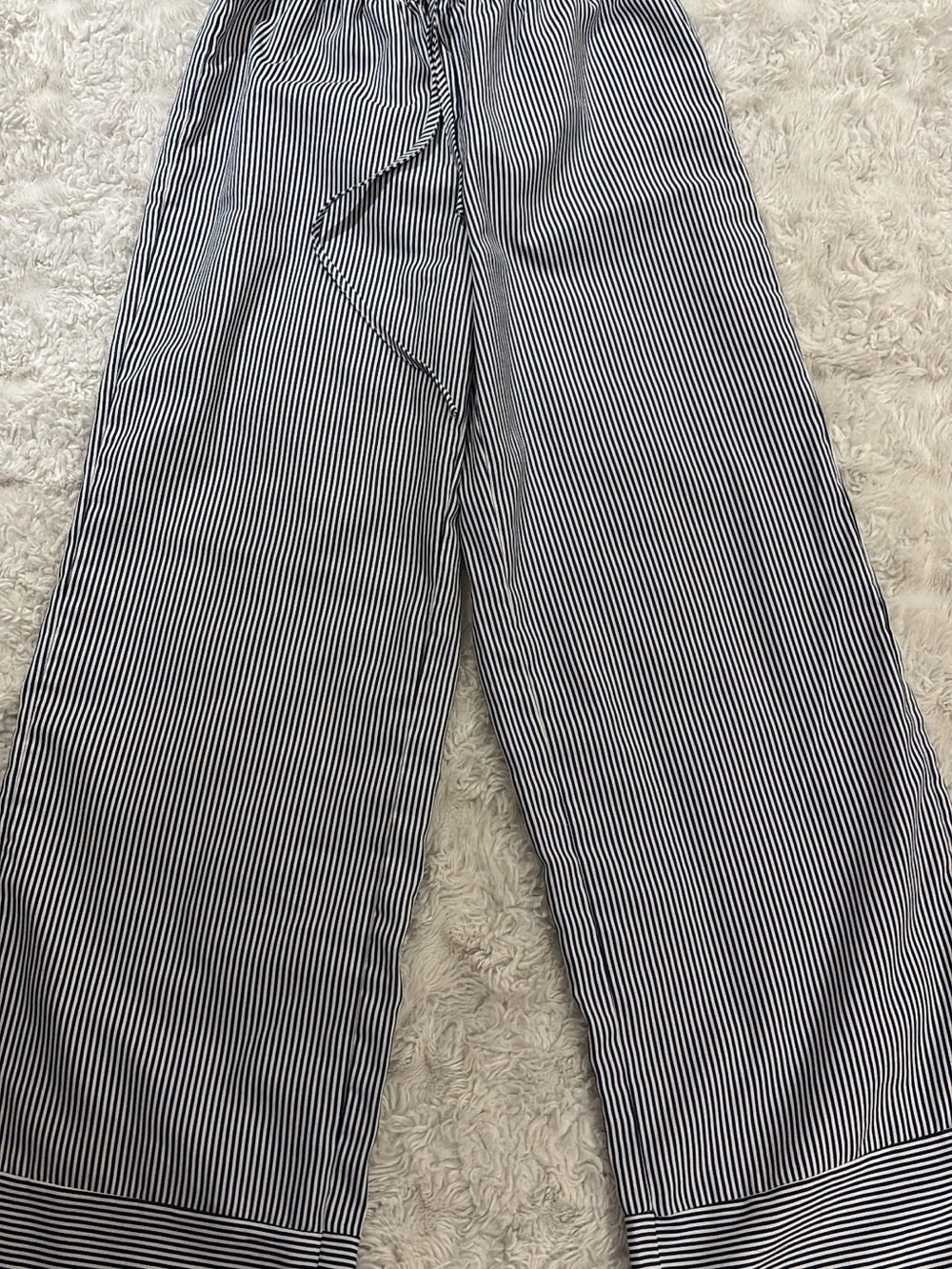SHEIN Black and White Striped Wide-Leg Chinos